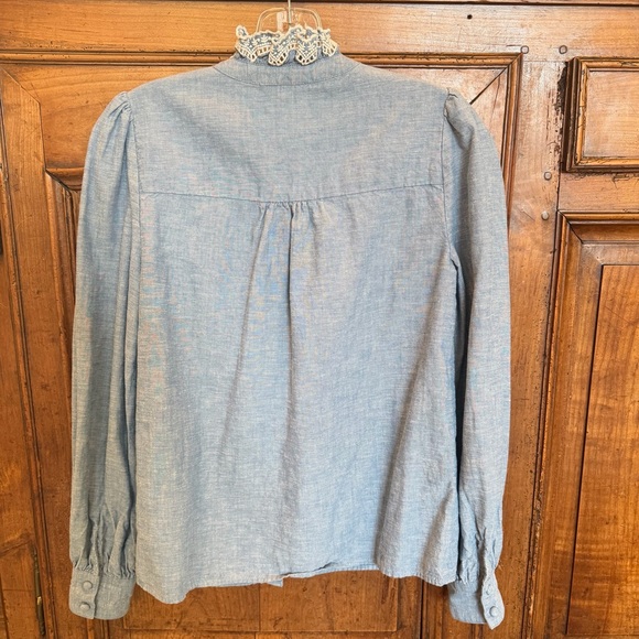 Sezane Chlo Blue Ruffled Blouse - Picture 4 of 7